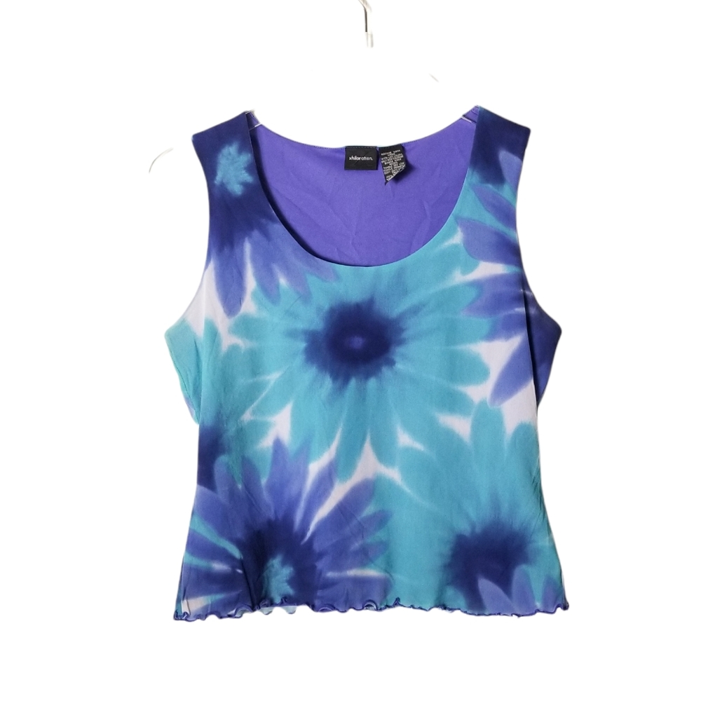 VINTAGE Xhilaration 90's Y2K Floral Watercolor Tank Top Size M Daisy Retro Bold
